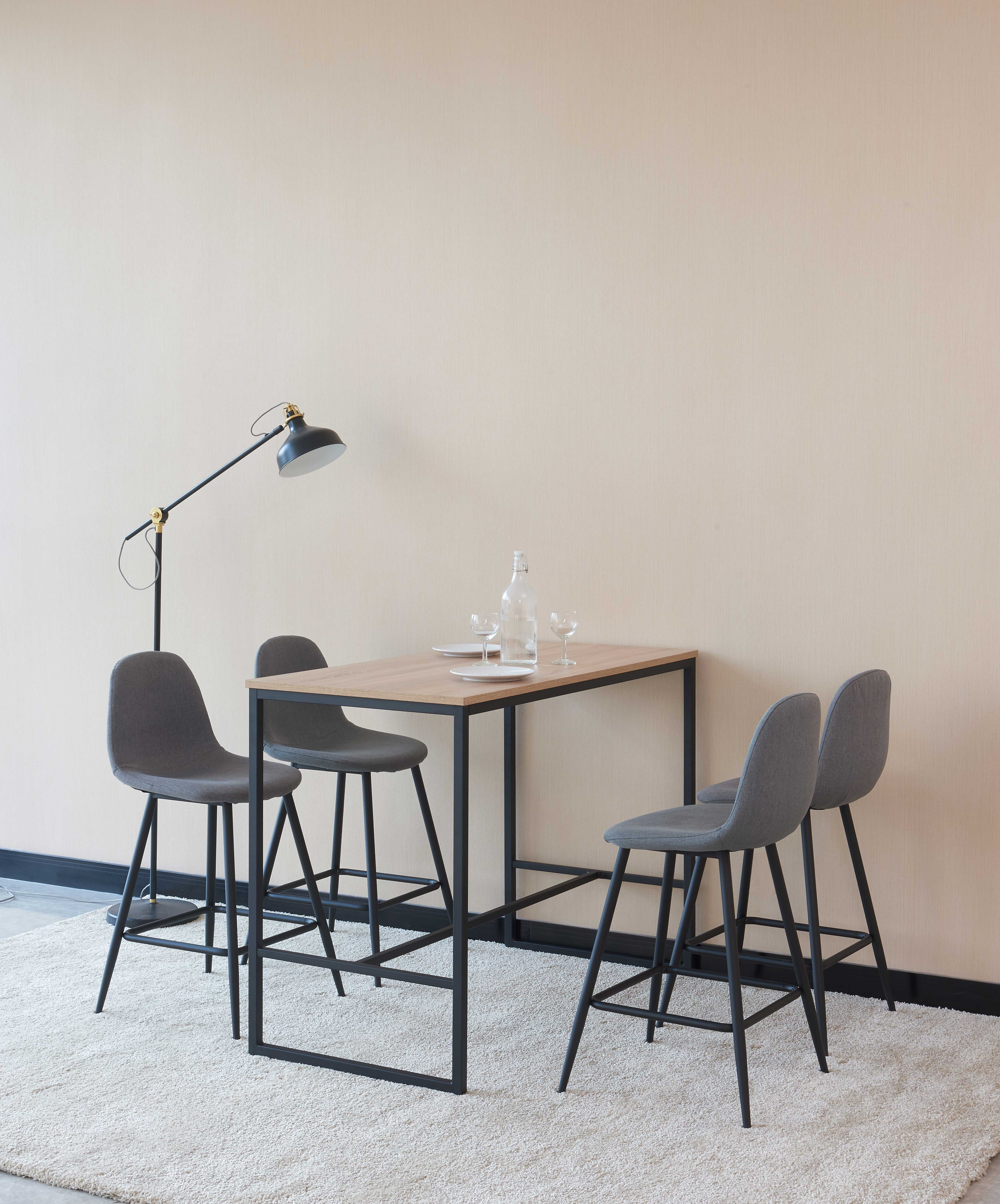 Ensemble de bar Menton 120x60 avec 4 tabourets - brun/gris - Image 3