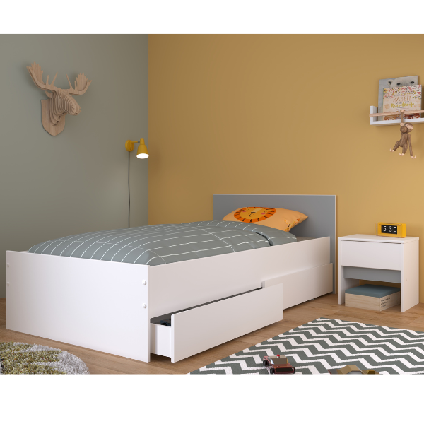 Ensemble de chambre à coucher Rue| Lit simple, ensemble de tiroirs de chevet, table de chevet