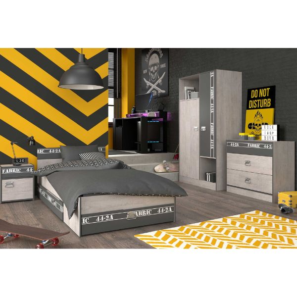 Ensemble de chambre d'enfant Fabric | Lit d'enfant, Ensemble de tiroirs, Armoire, Table de chevet, Commode, Table de jeu