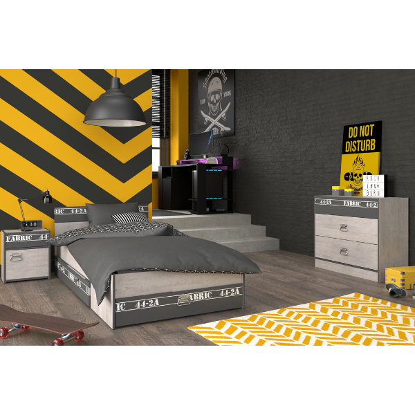 Ensemble de chambre d'enfant Fabric | Lit d'enfant, Ensemble de tiroirs, Table de chevet, Commode, Bureau de jeu