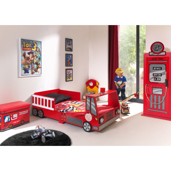 Ensemble de chambre d'enfant Fire Brigade - Lit et armoire pompier - MDF/rouge