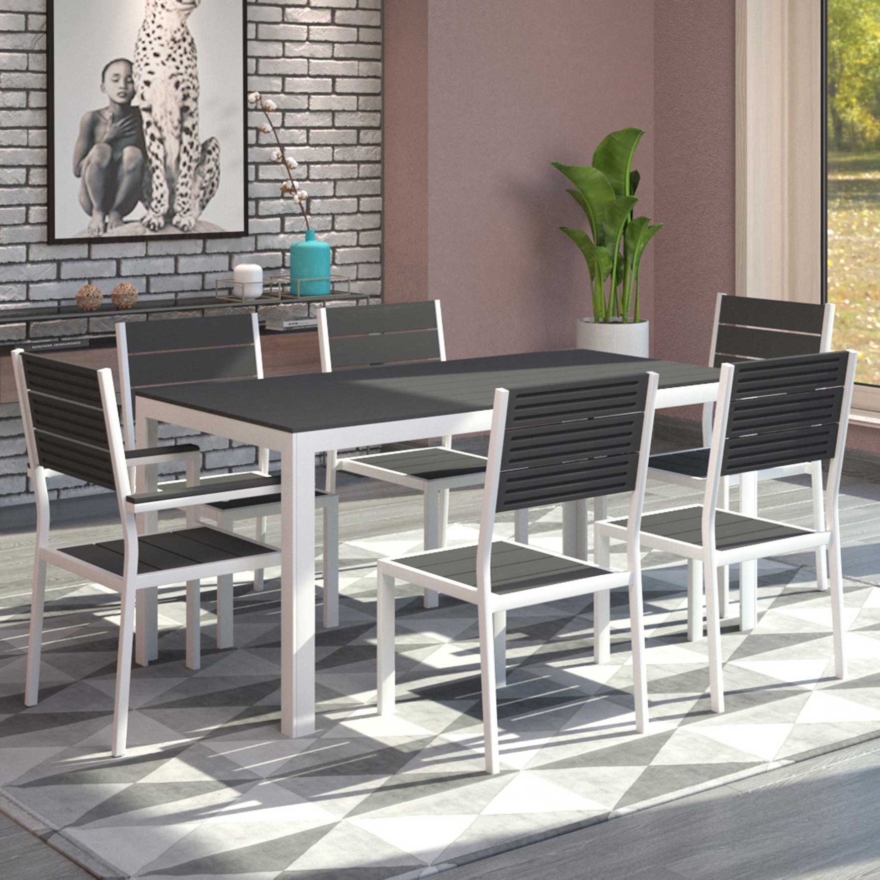 Ensemble de jardin Morty - anthracite/blanc