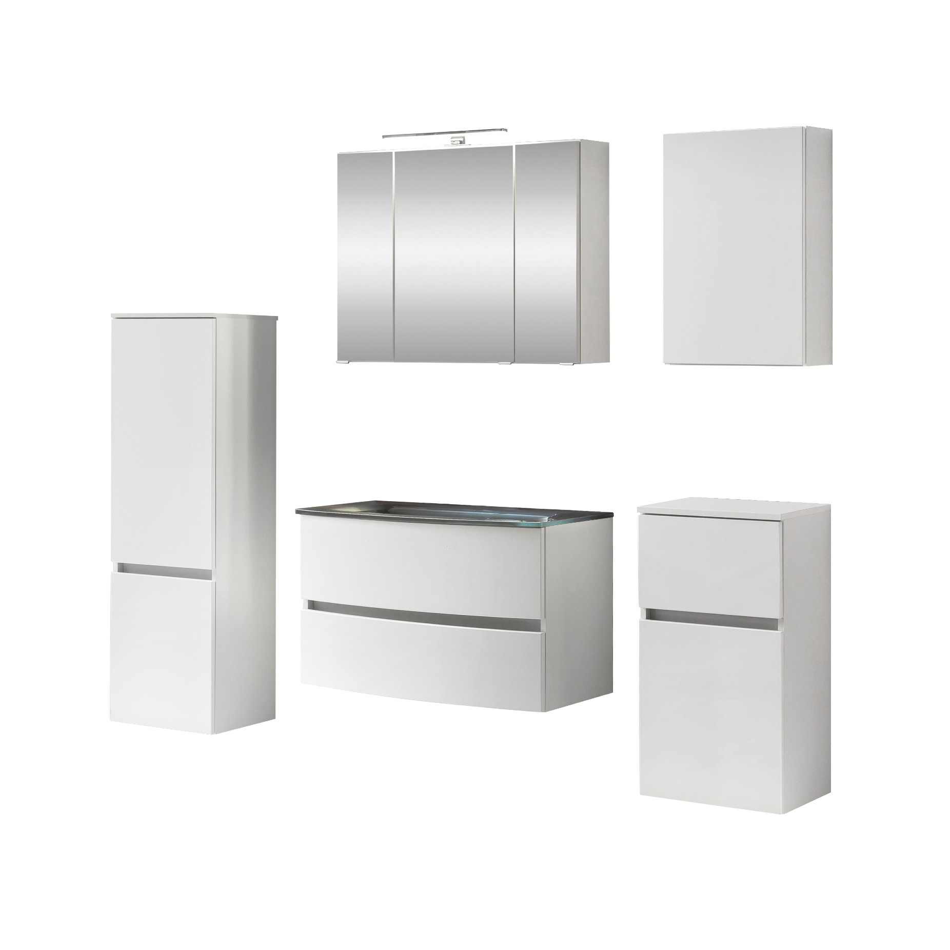 Ensemble de salle de bains Kornel 12 à 5 pièces avec vasque grise - blanc