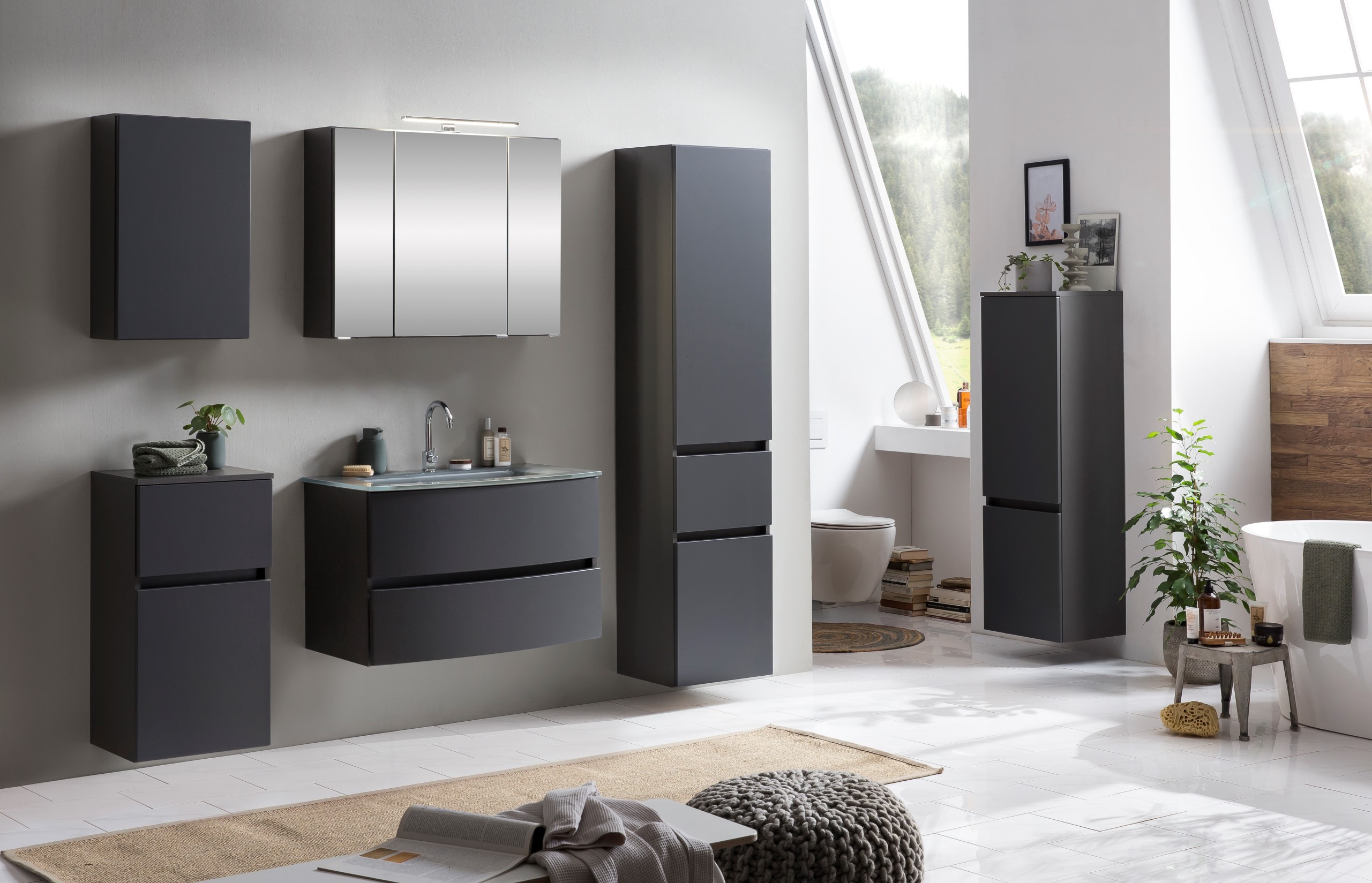 Ensemble de salle de bains Kornel 12 à 5 pièces avec vasque grise - gris graphite - Image 3