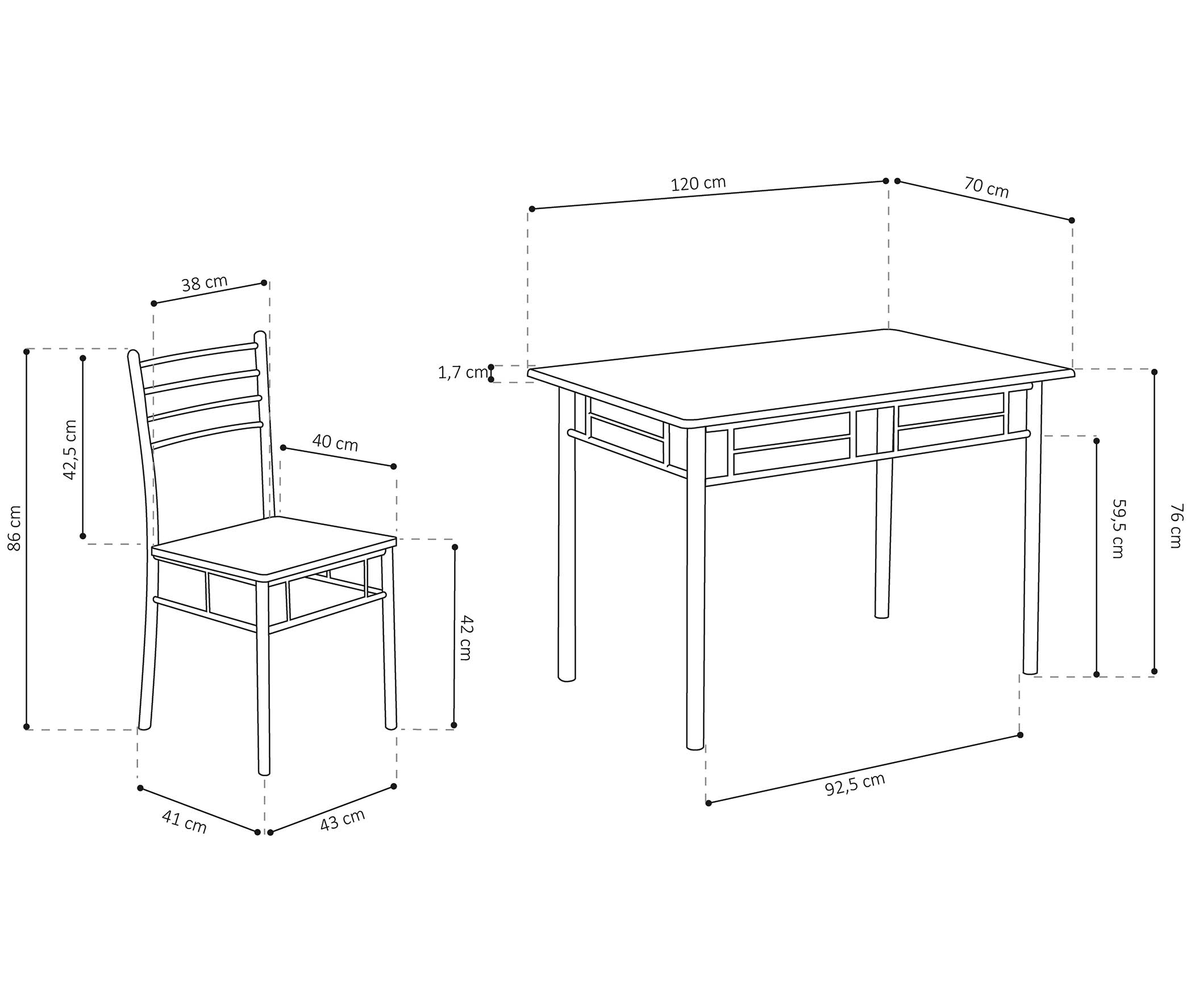 Ensemble repas Amelia avec 4 chaises - métal/ panneau de particules - Image 3