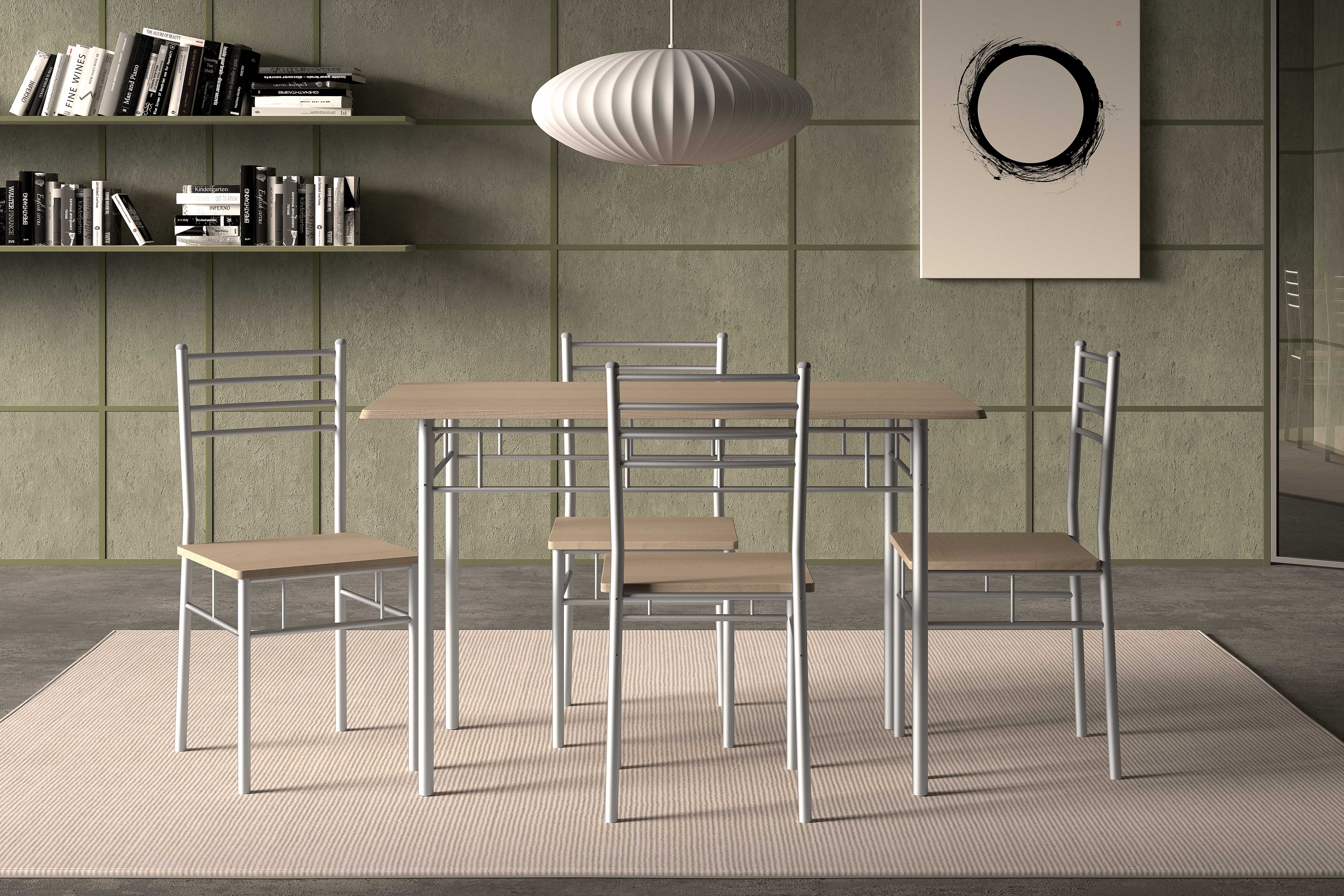 Ensemble repas Amelia avec 4 chaises - métal/ panneau de particules - Image 6