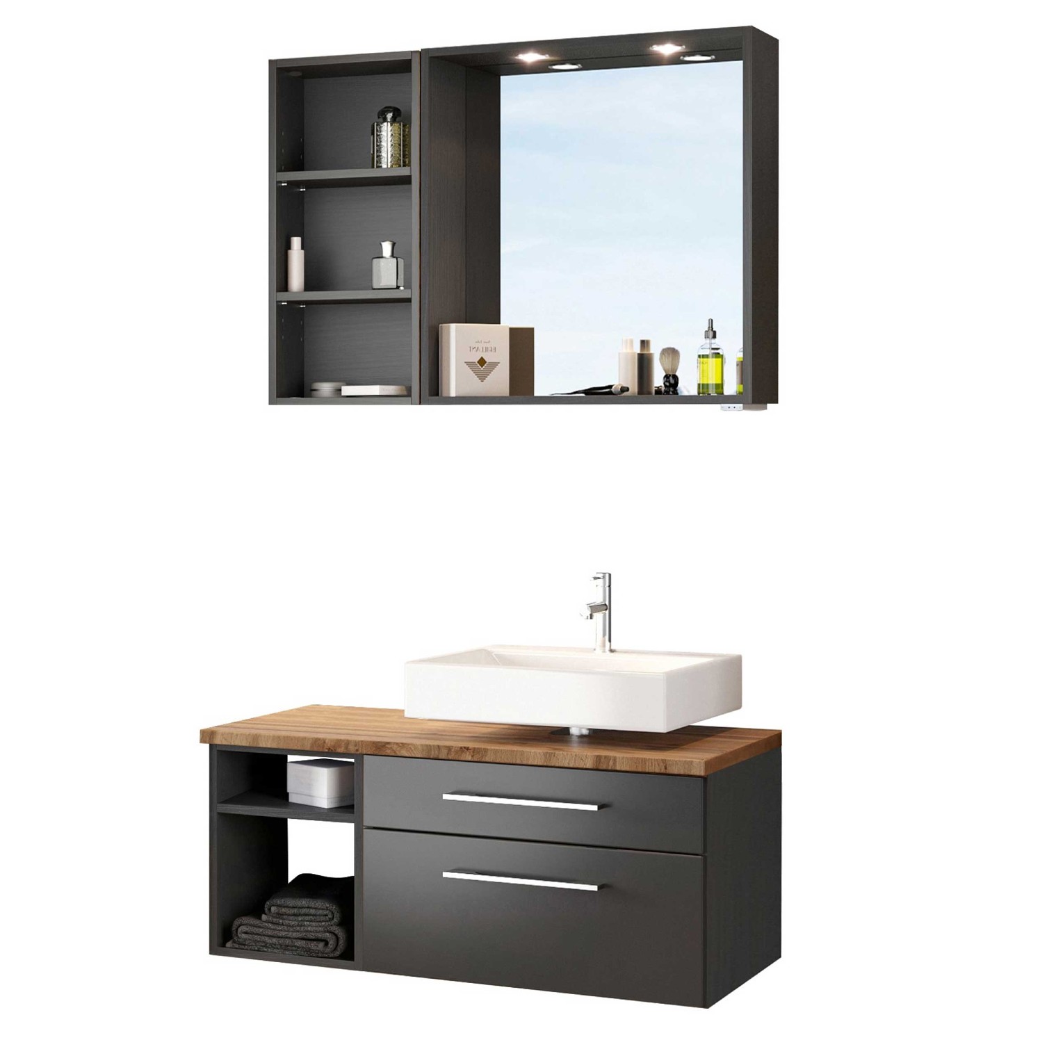 Ensemble salle de bains Dasa 1 droite - graphite/gris mat