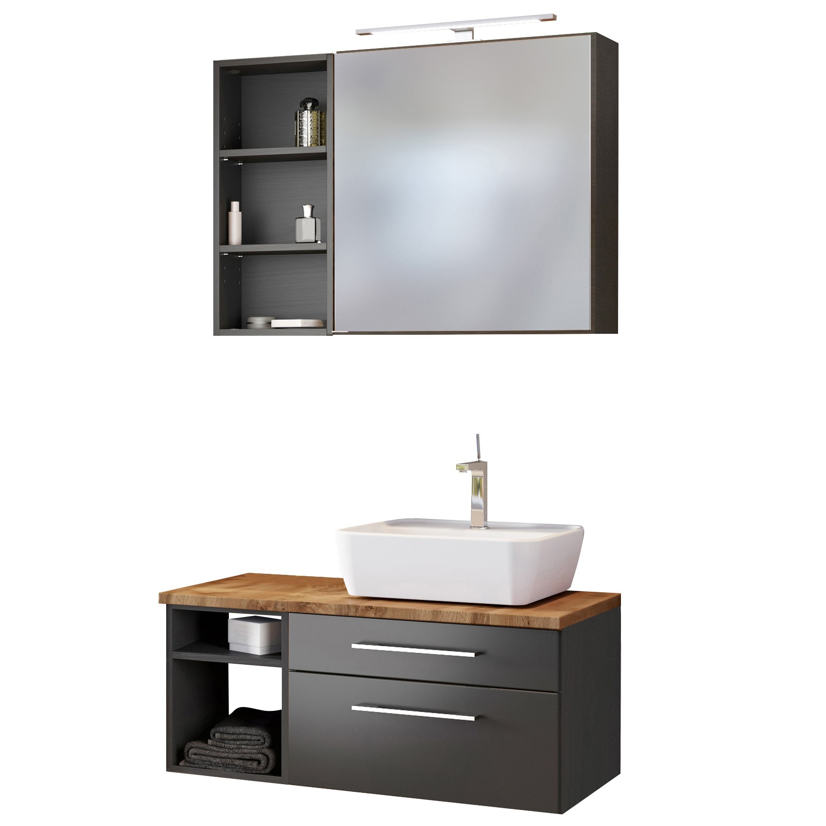 Ensemble salle de bains Dasa 13 droite  - graphite/gris mat - Image 1