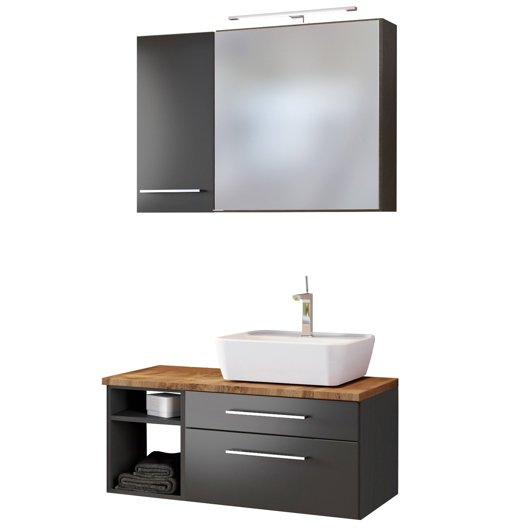 Ensemble salle de bains Dasa 14 droite - graphite/gris mat