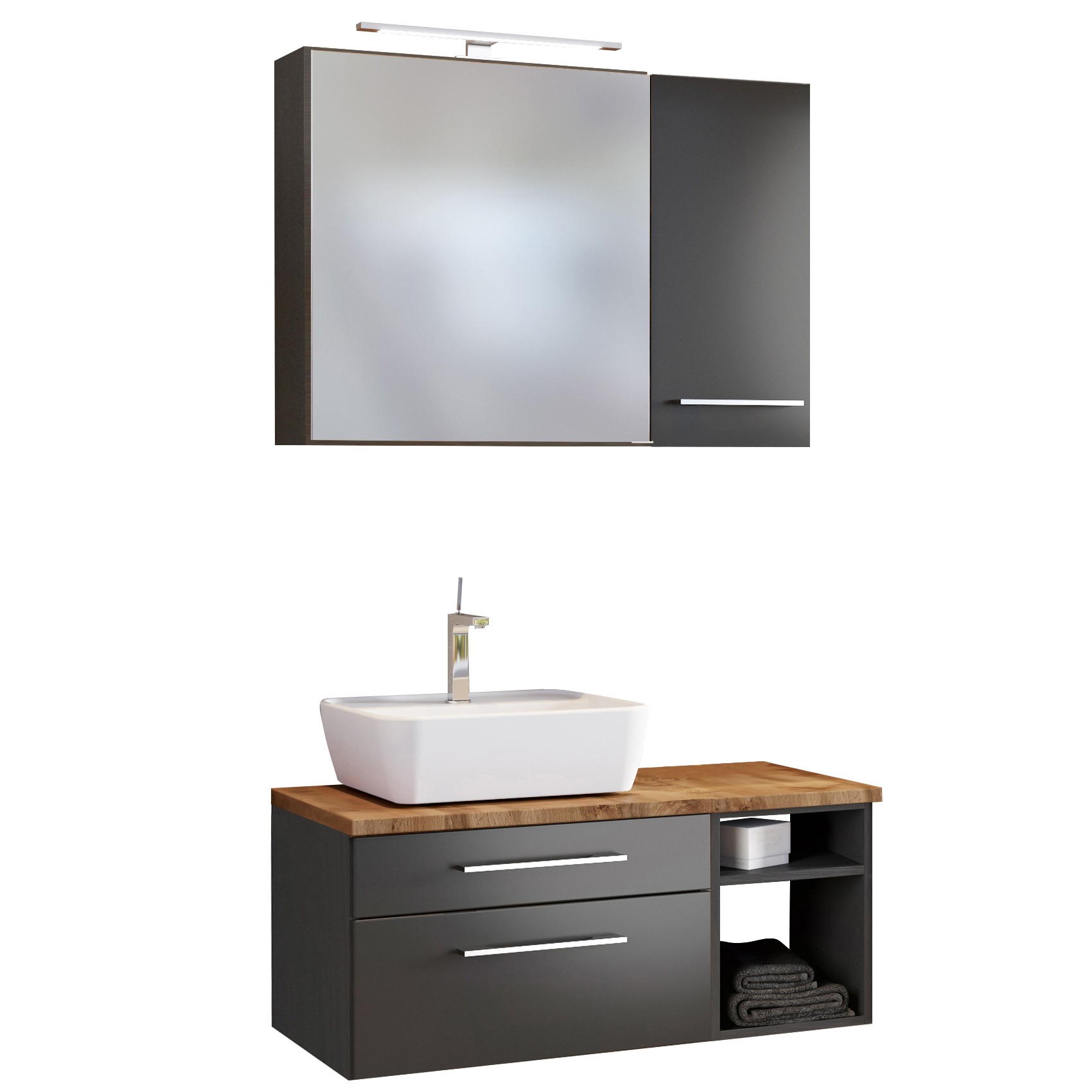 Ensemble salle de bains Dasa 14 gauche - graphite/gris mat