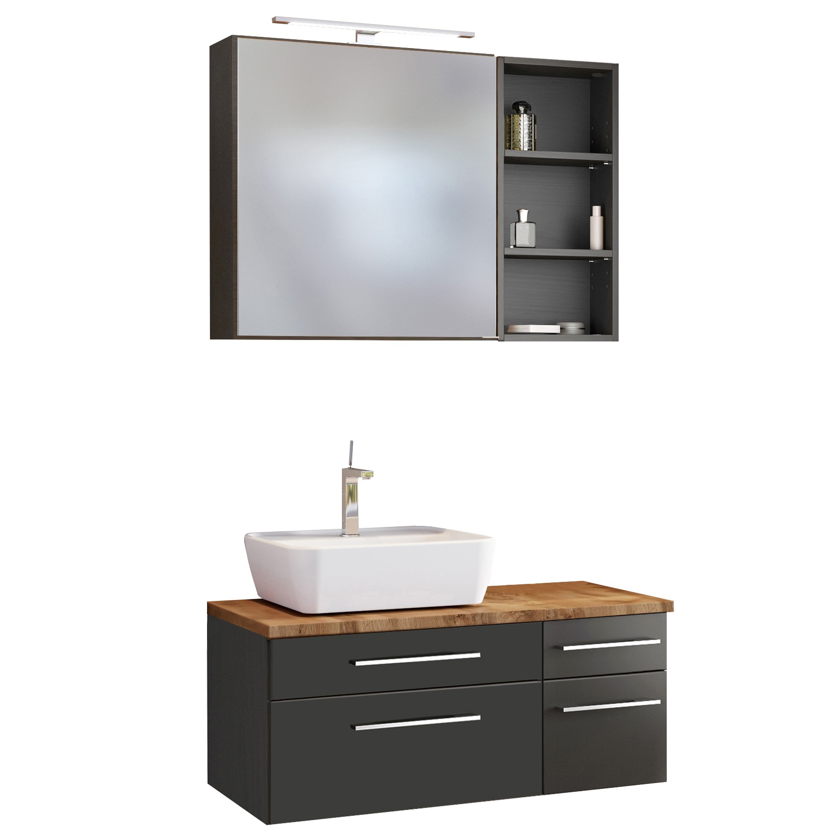 Ensemble salle de bains Dasa 15 gauche - graphite/gris mat