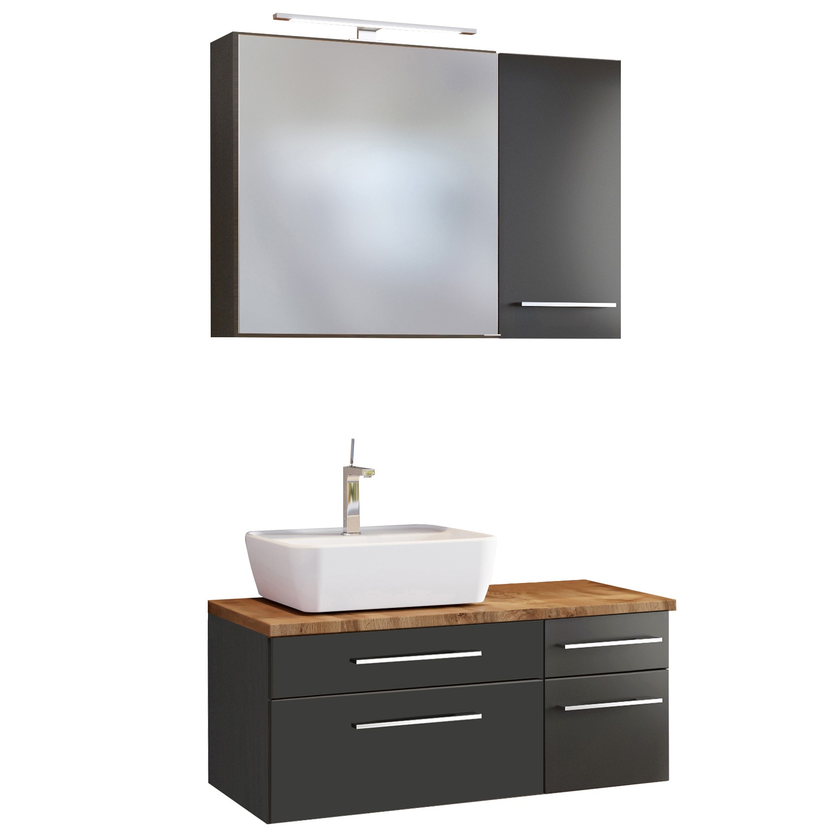 Ensemble salle de bains Dasa 16 gauche  - graphite/gris mat