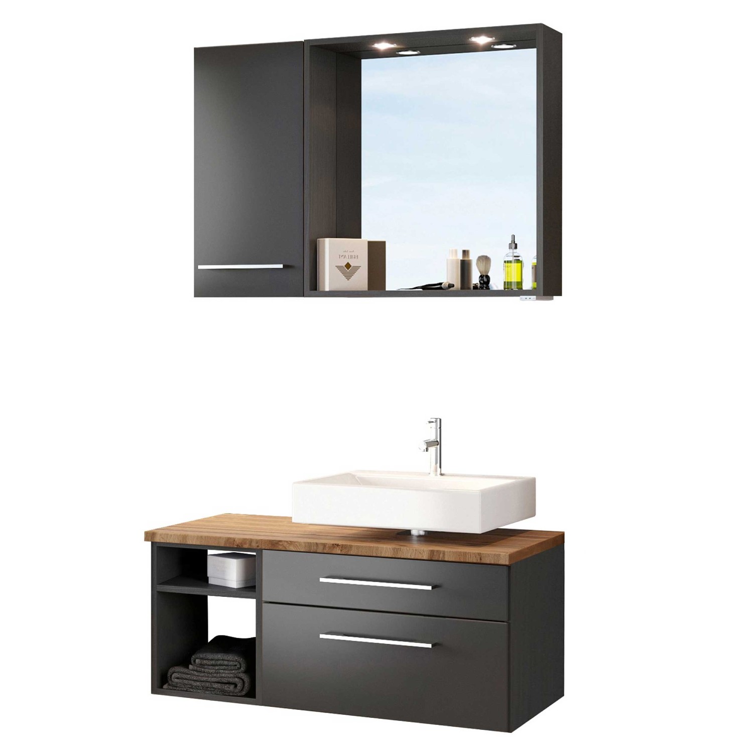 Ensemble salle de bains Dasa 2 droite - graphite/gris mat