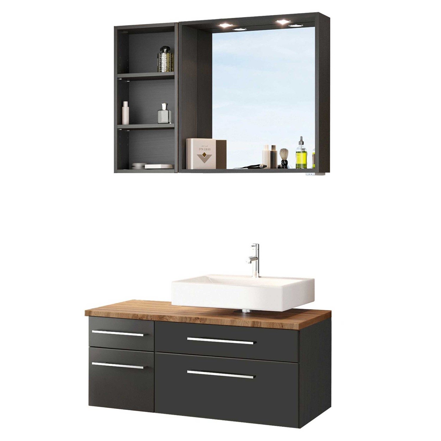 Ensemble salle de bains Dasa 3 droite - graphite/gris mat