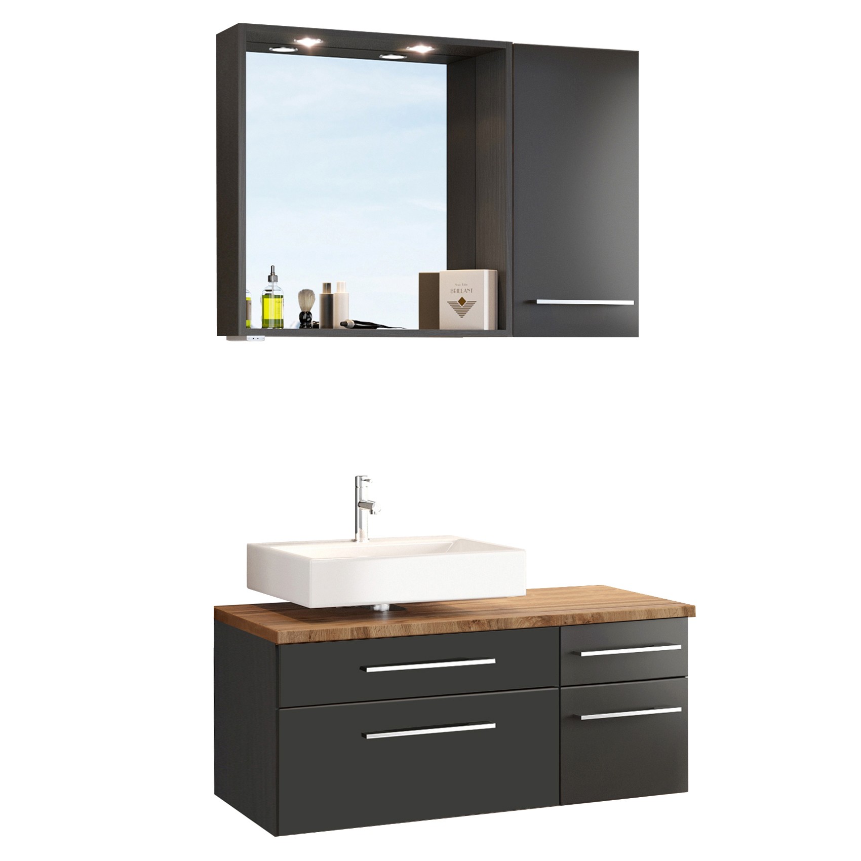 Ensemble salle de bains Dasa 4 gauche - graphite/gris mat