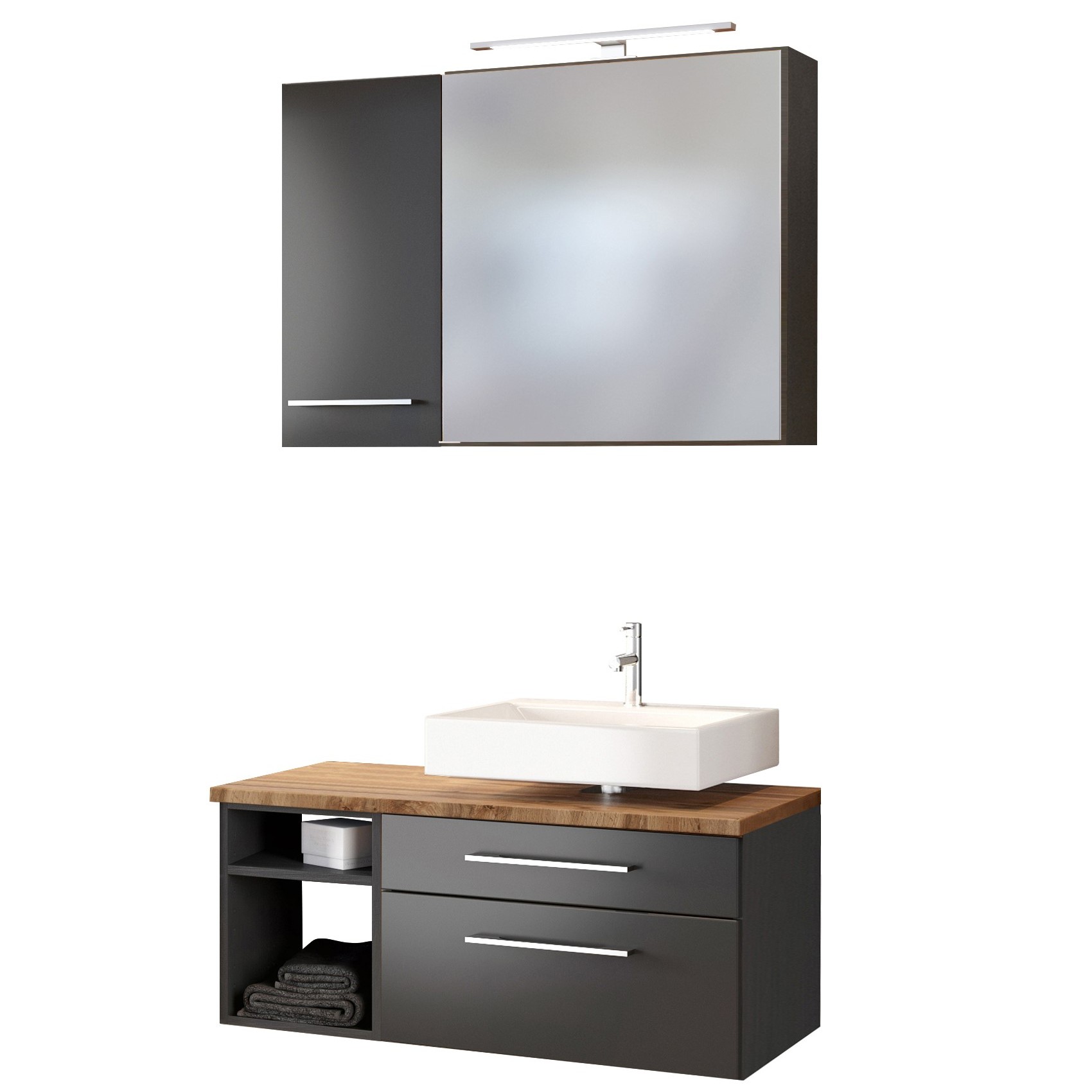 Ensemble salle de bains Dasa 6 droite - graphite/gris mat