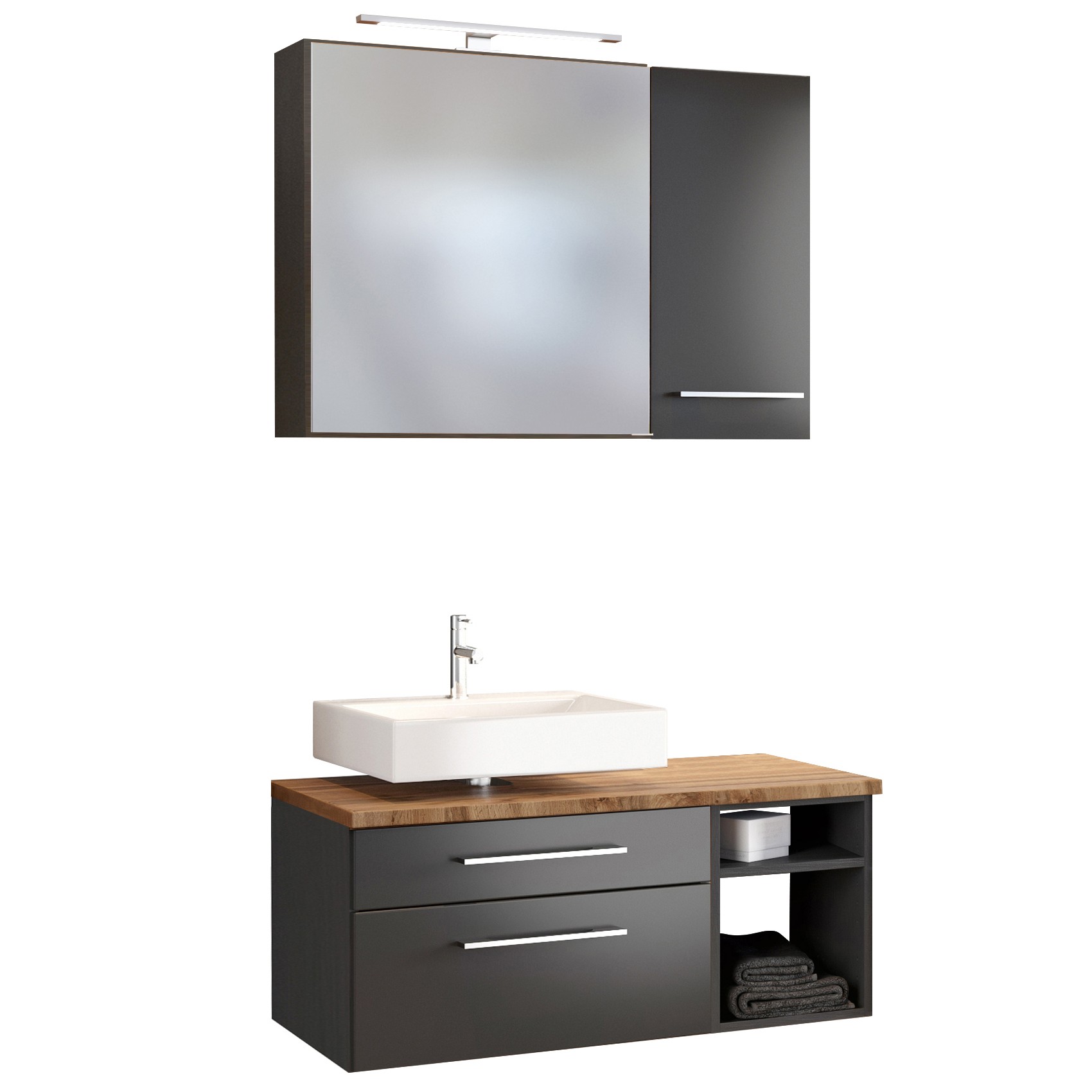 Ensemble salle de bains Dasa 6 gauche - graphite/gris mat