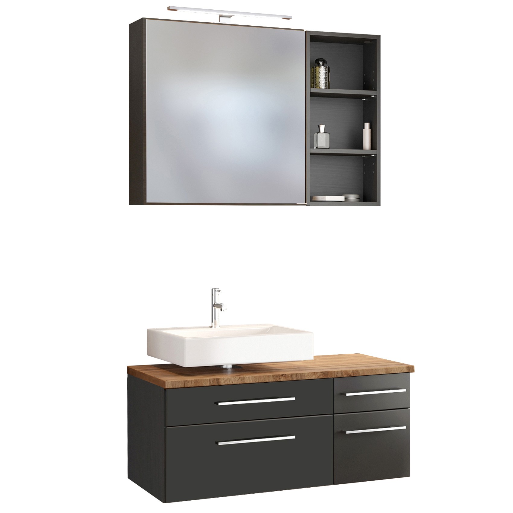 Ensemble salle de bains Dasa 7 gauche - graphite/gris mat