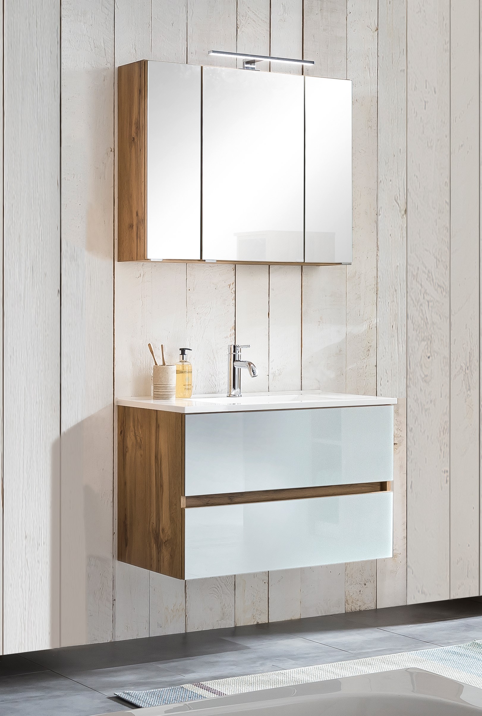 Ensemble salle de bains Helina 1 2 pièces - chêne/blanc - Image 1