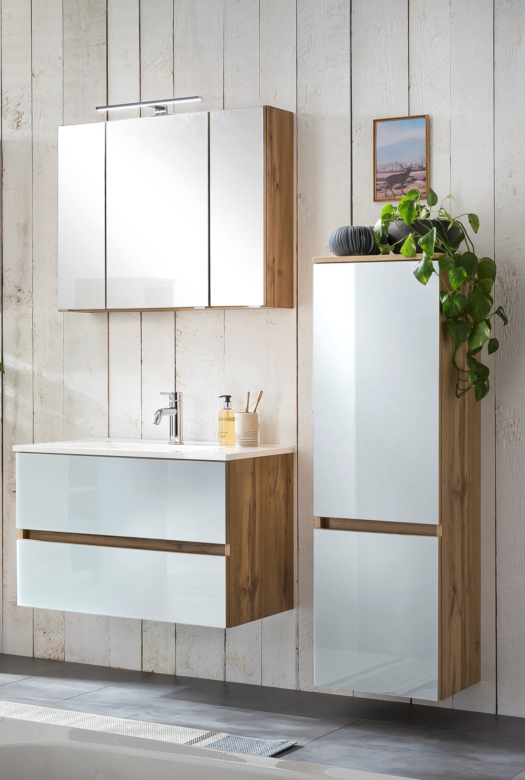 Ensemble salle de bains Helina 2 3 pièces - chêne/blanc