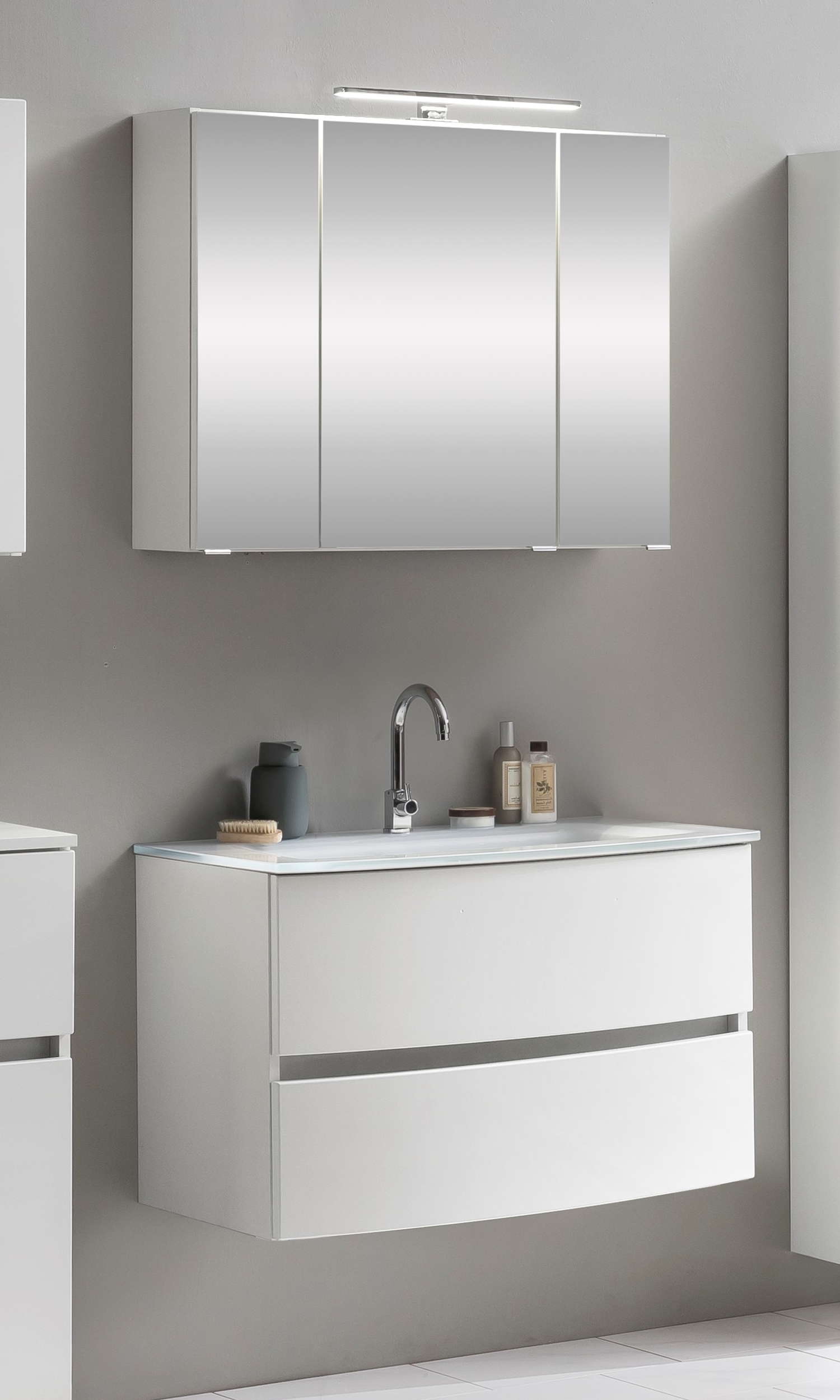 Ensemble salle de bains Kornel 1 à 2 pièces avec vasque blanche - blanc