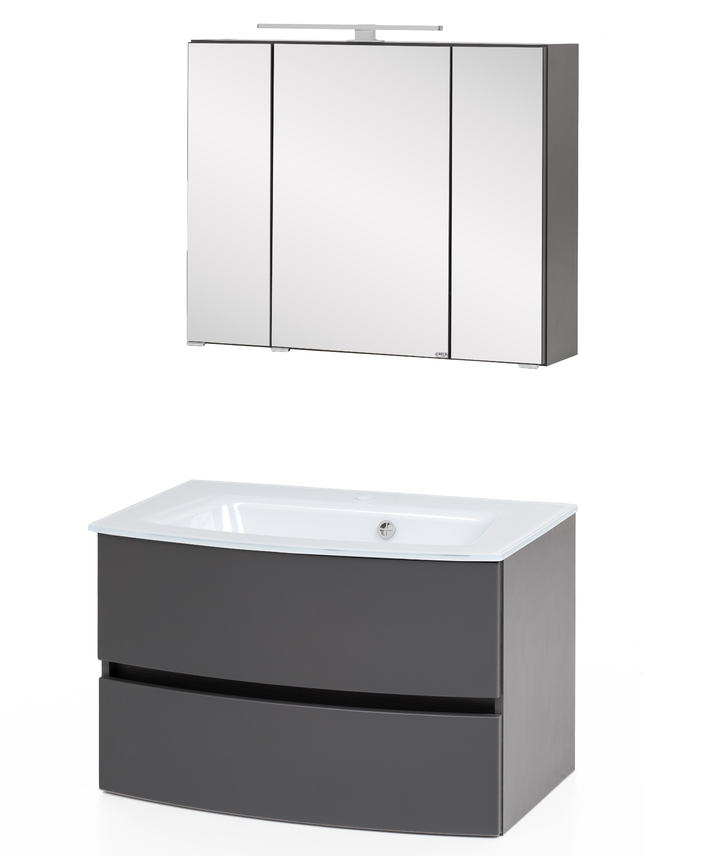 Ensemble salle de bains Kornel 1 à 2 pièces avec vasque blanche - graphite - Image 12