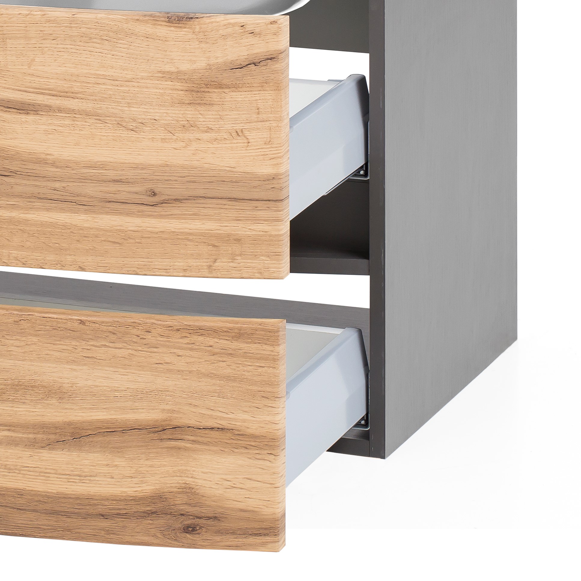 Ensemble salle de bains Kornel 1 à 2 pièces avec vasque blanche - gris graphite/chêne - Image 12