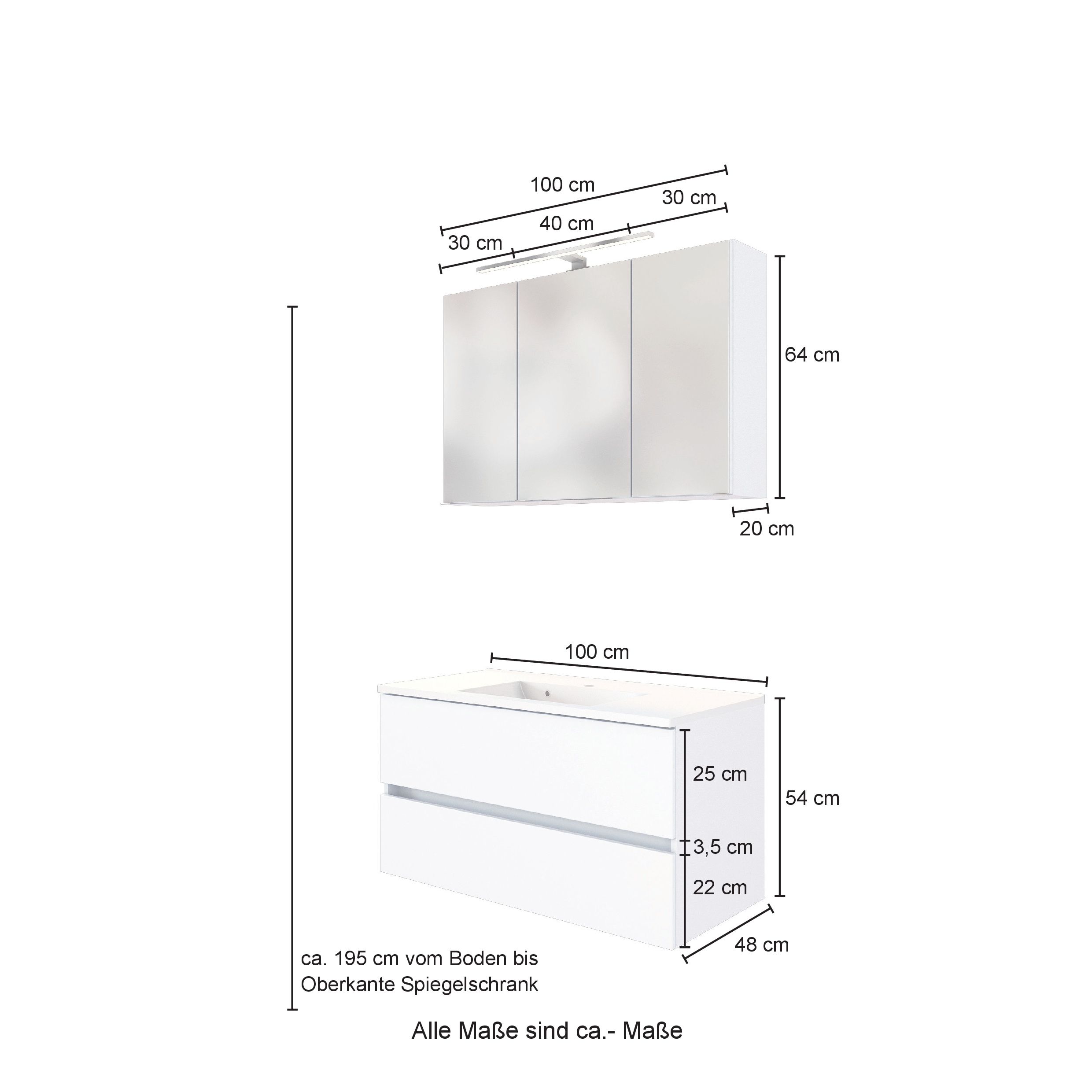 Ensemble salle de bains Luna 2 pièces 100cm - chêne/blanc - Image 5