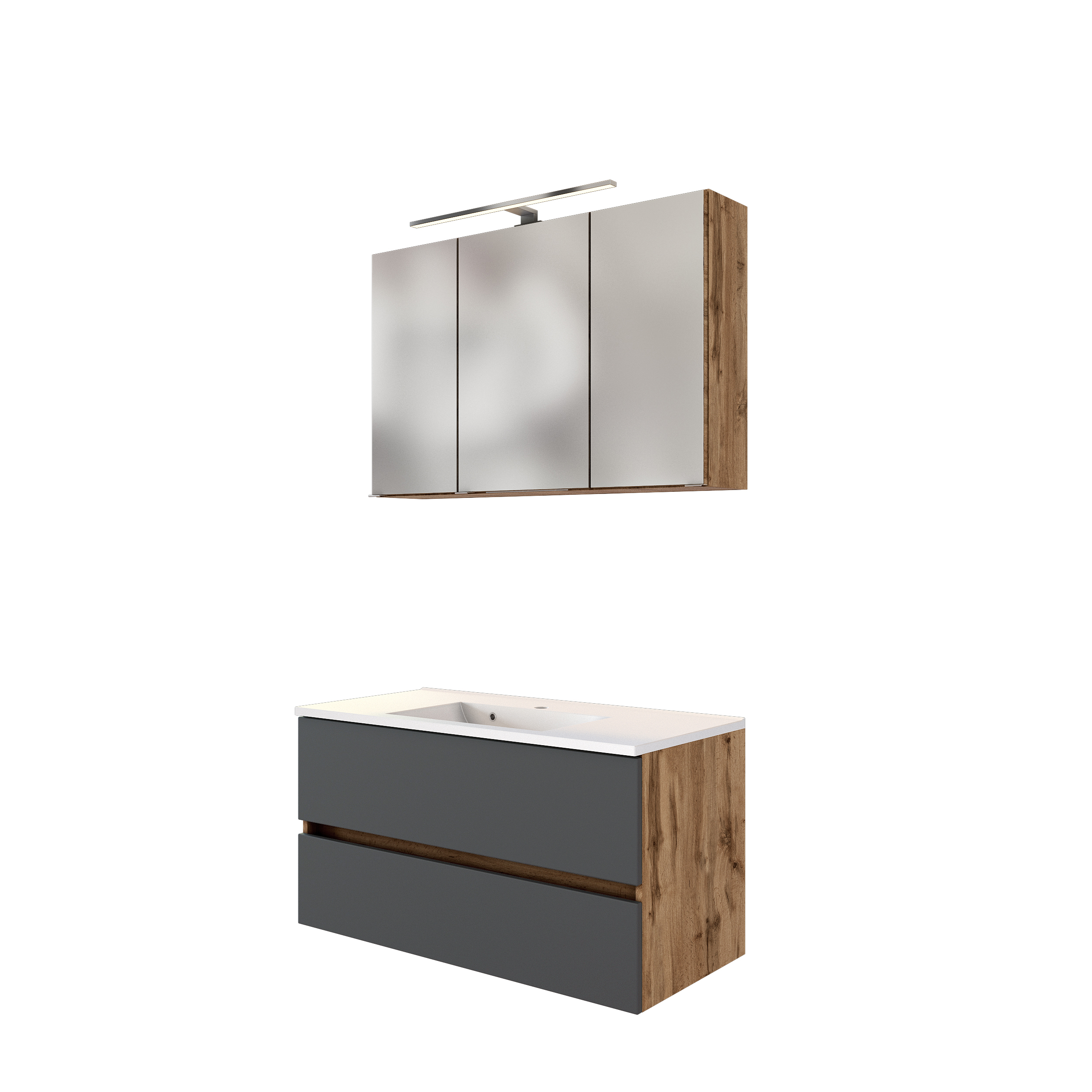 Ensemble salle de bains Luna 2 pièces 100cm - chêne/gris