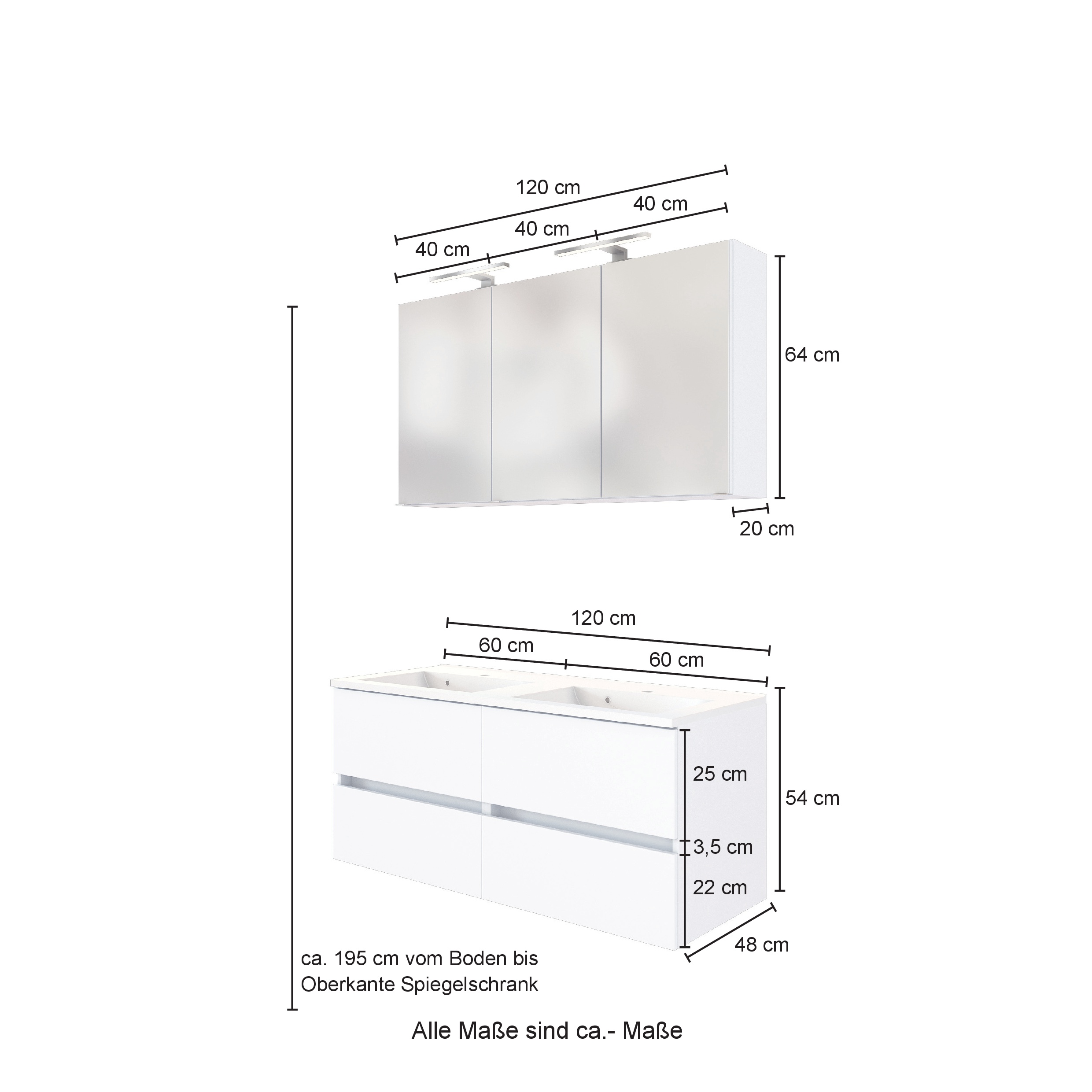 Ensemble salle de bains Luna 2 pièces 120cm - chêne/blanc - Image 7