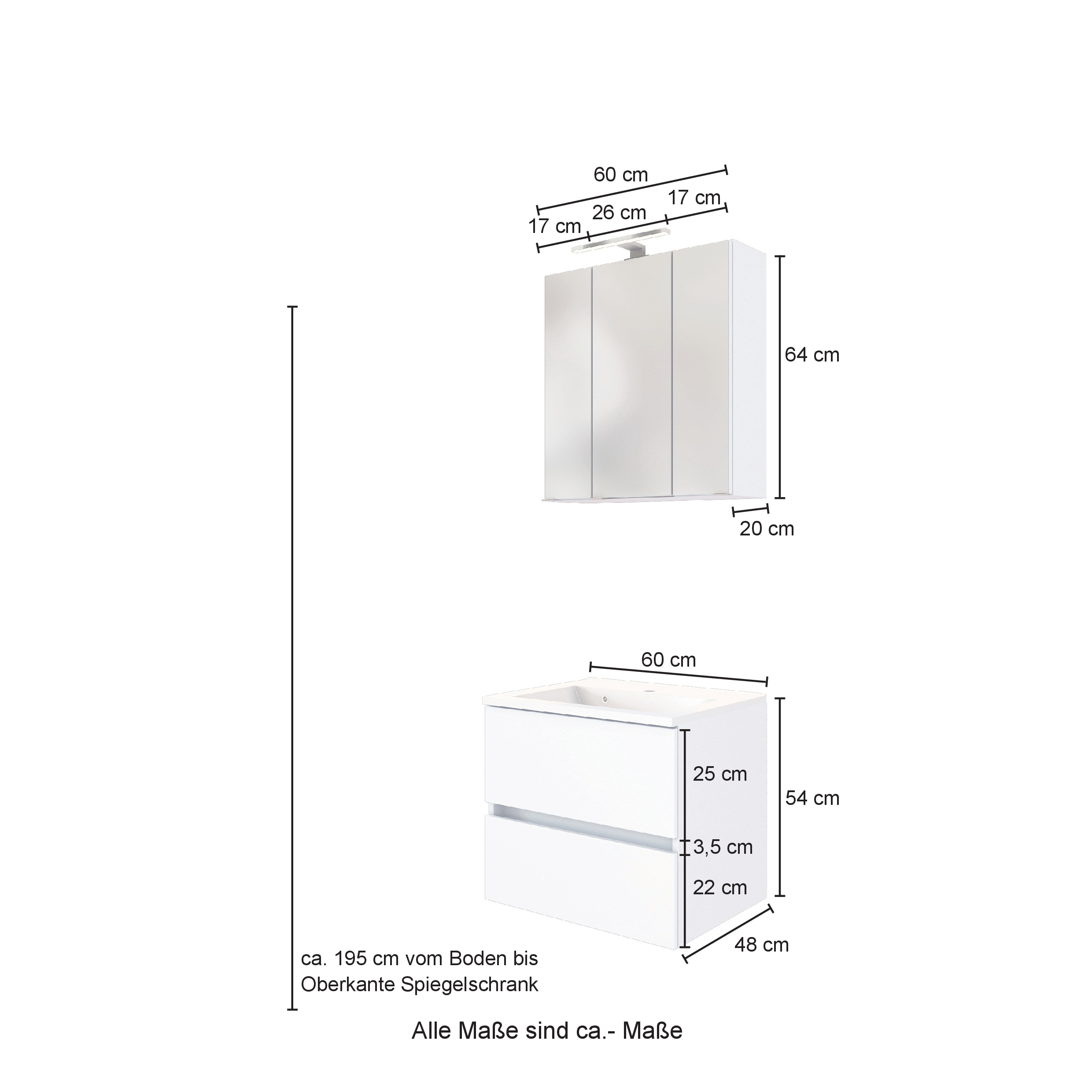 Ensemble salle de bains Luna 2 pièces 60cm - chêne/blanc - Image 5