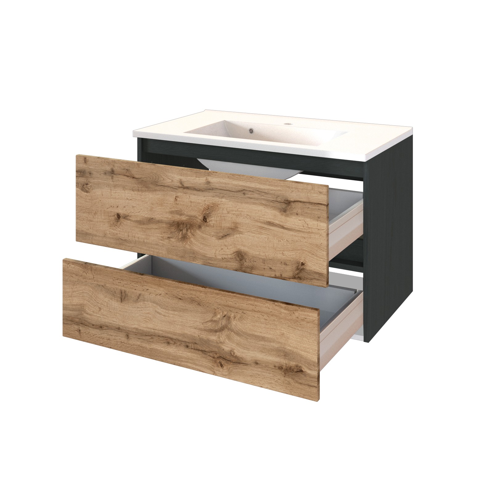 Ensemble salle de bains Luna 2 pièces 80cm - graphite/chêne - Image 12