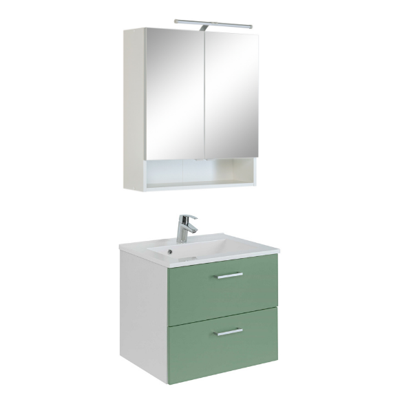 Ensemble Salle de bains Ricca 2 - blanc/vert - Image 1