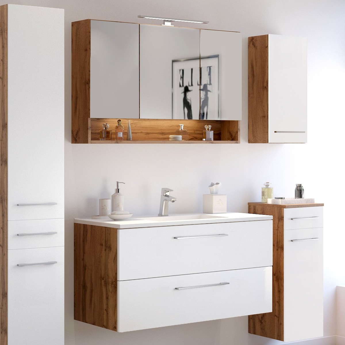 Ensemble salle de bains Sefa 2 - chêne/blanc
