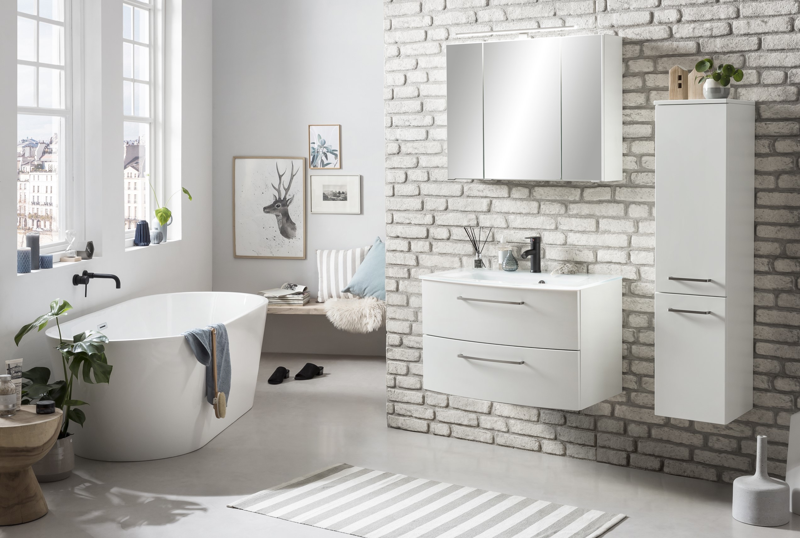 Ensemble salle de bains Stivan 2 pièces avec vasque blanche - blanc - Image 5