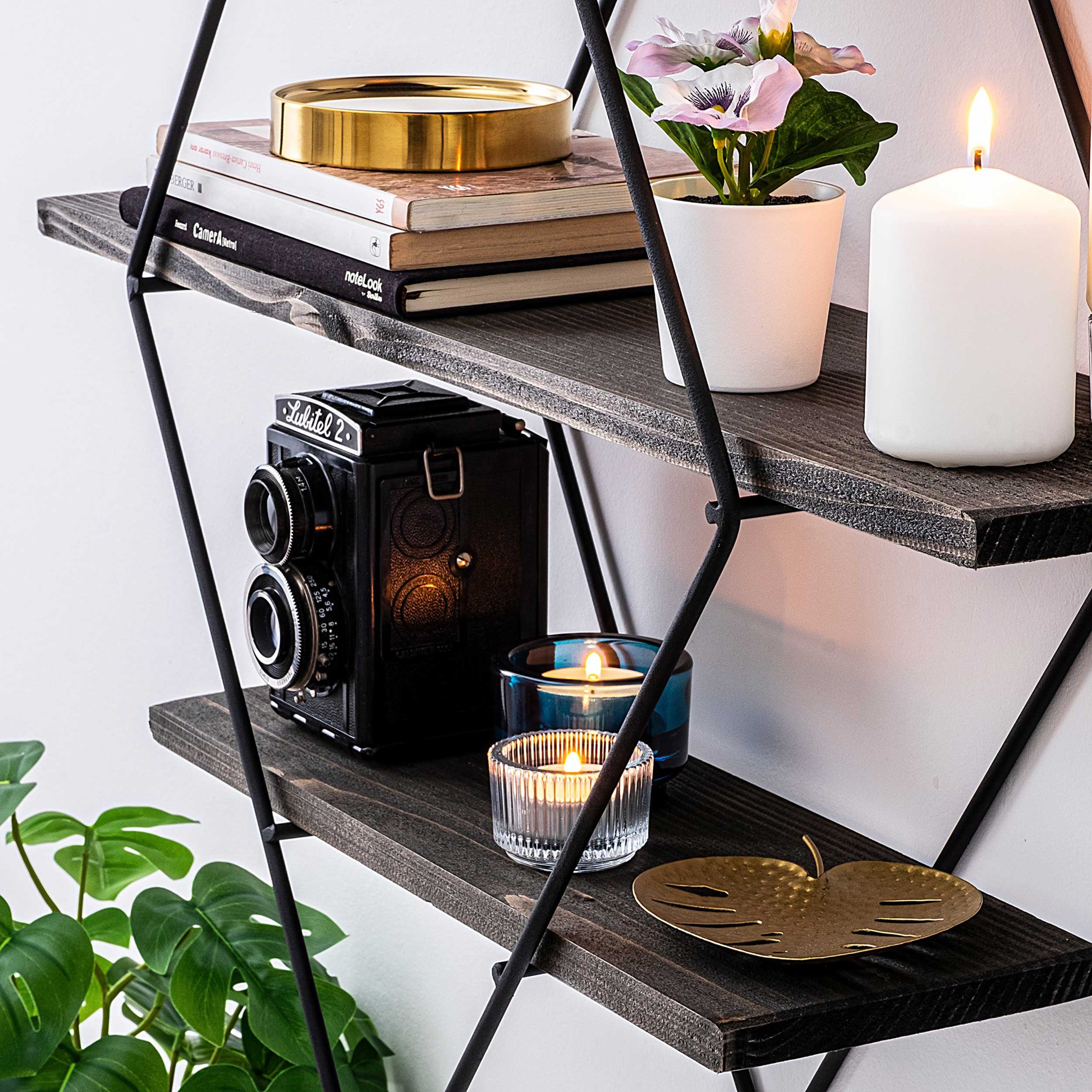 Erysimum Étagère murale | 100 % bois d'épicéa | Noir, noyer - Image 5