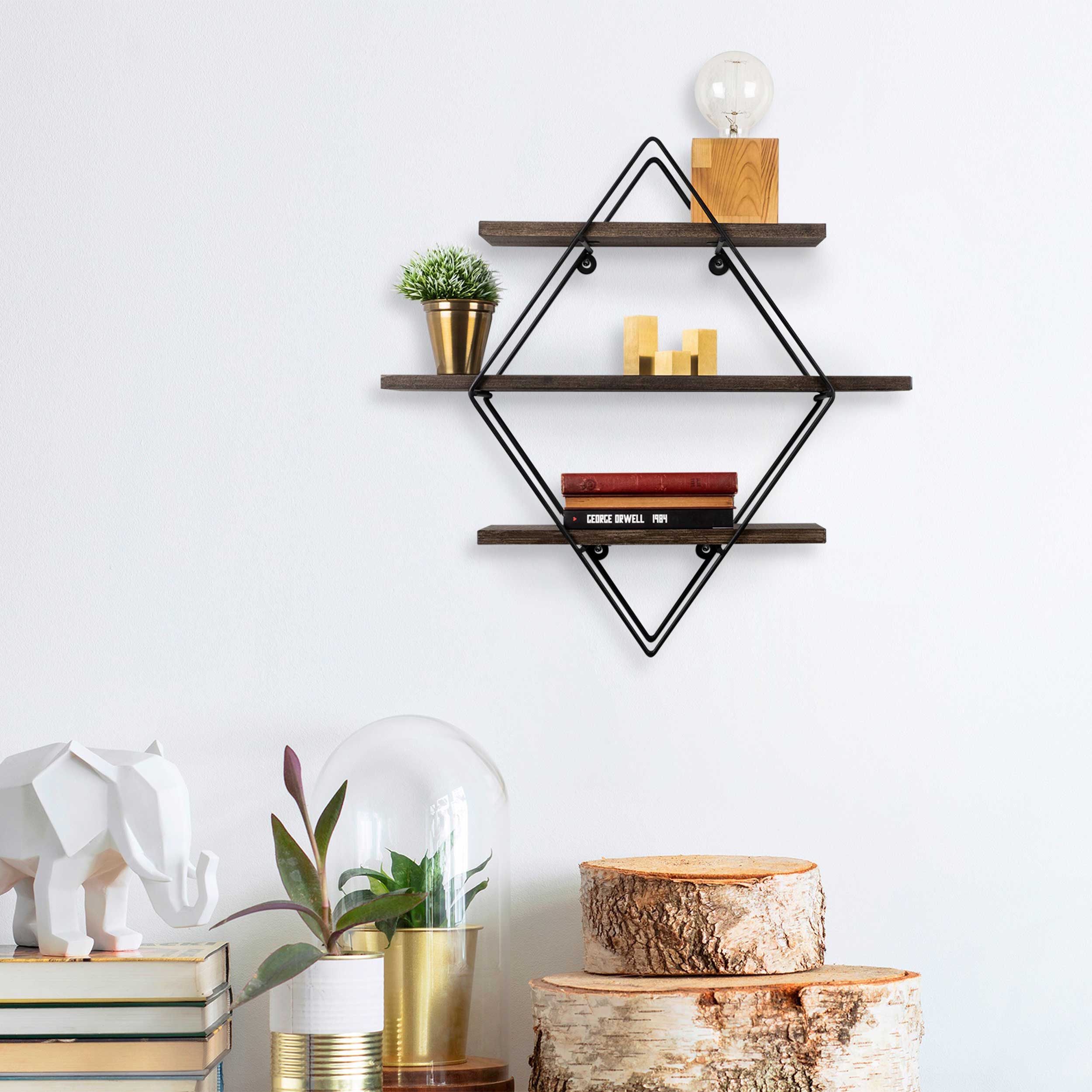 Erysimum Étagère murale | 100 % bois d'épicéa | Noir, noyer - Image 6