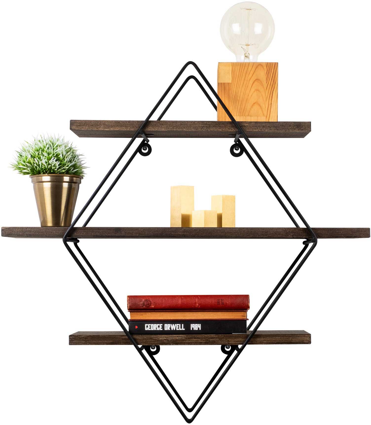 Erysimum Étagère murale | 100 % bois d'épicéa | Noir, noyer - Image 8