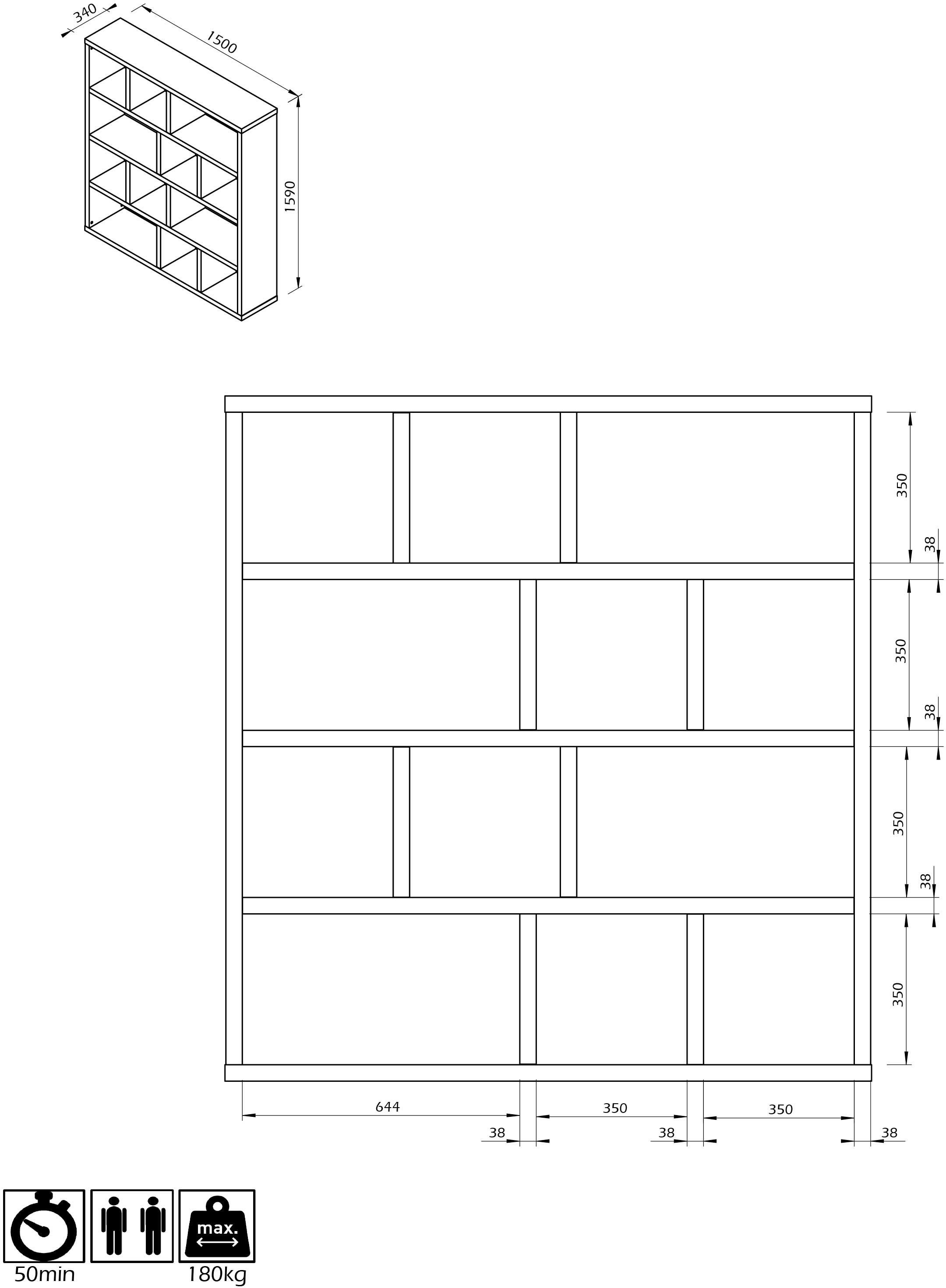Etagère Berkeley 150 cm 4 niveaux - blanc - Image 3