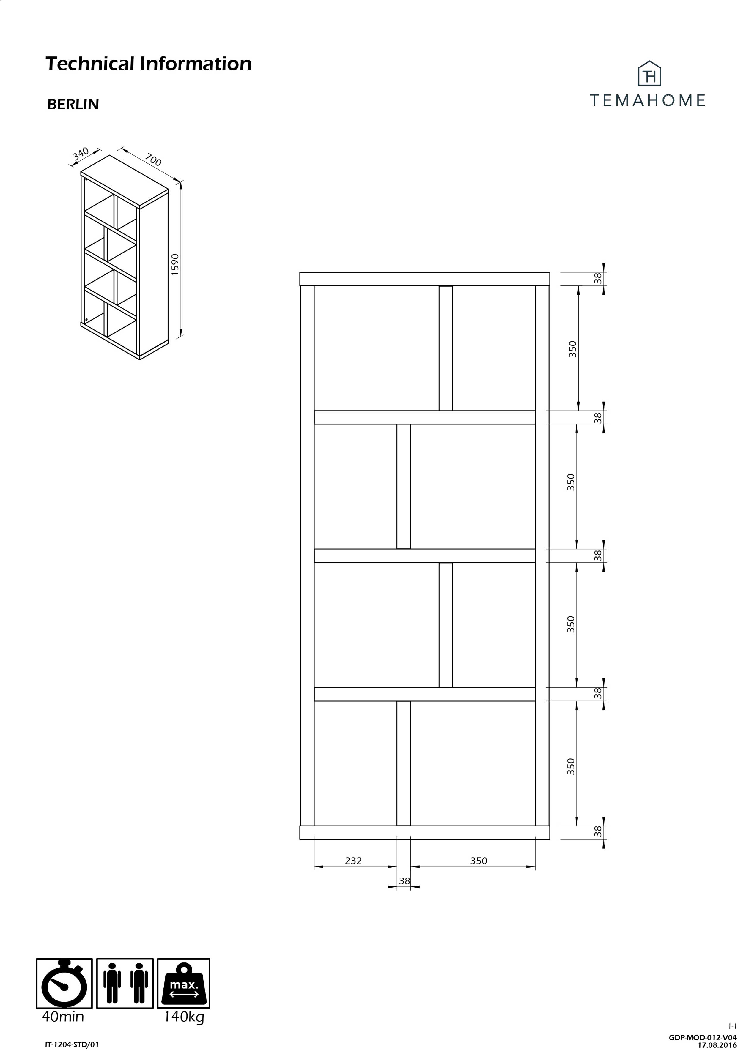Etagère Berkeley 70 cm 4 niveaux - béton - Image 2