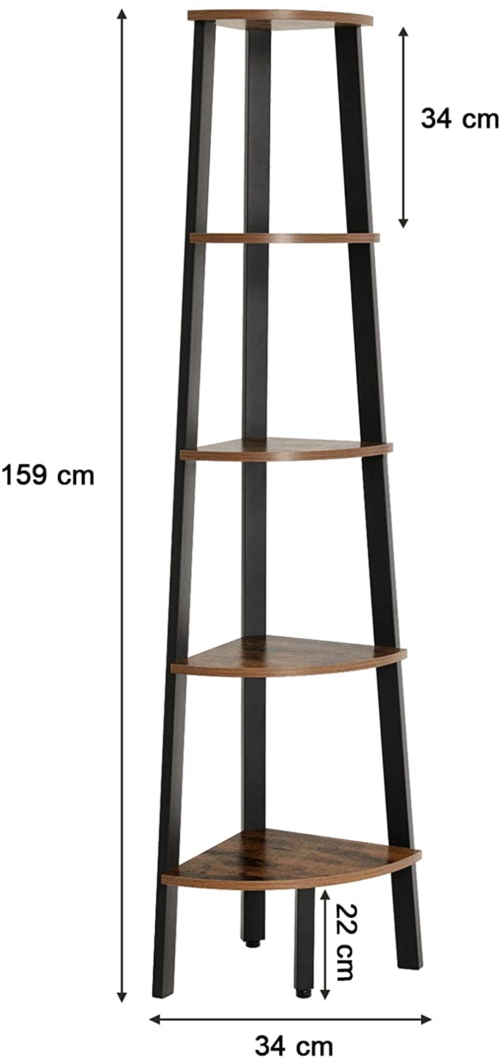 Etagère d'angle Sidney 5 tablettes - brun rustique/noir - Image 2