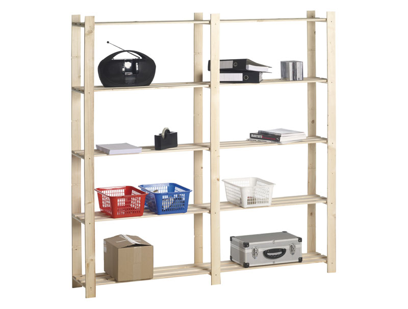 Etagère double en bois 30kg à 5 tablettes - étroit - Image 2