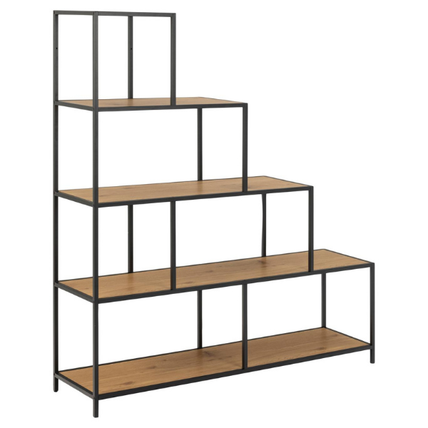 Etagère Dover 135cm 4 tablettes - noir/chêne sauvage - Image 1
