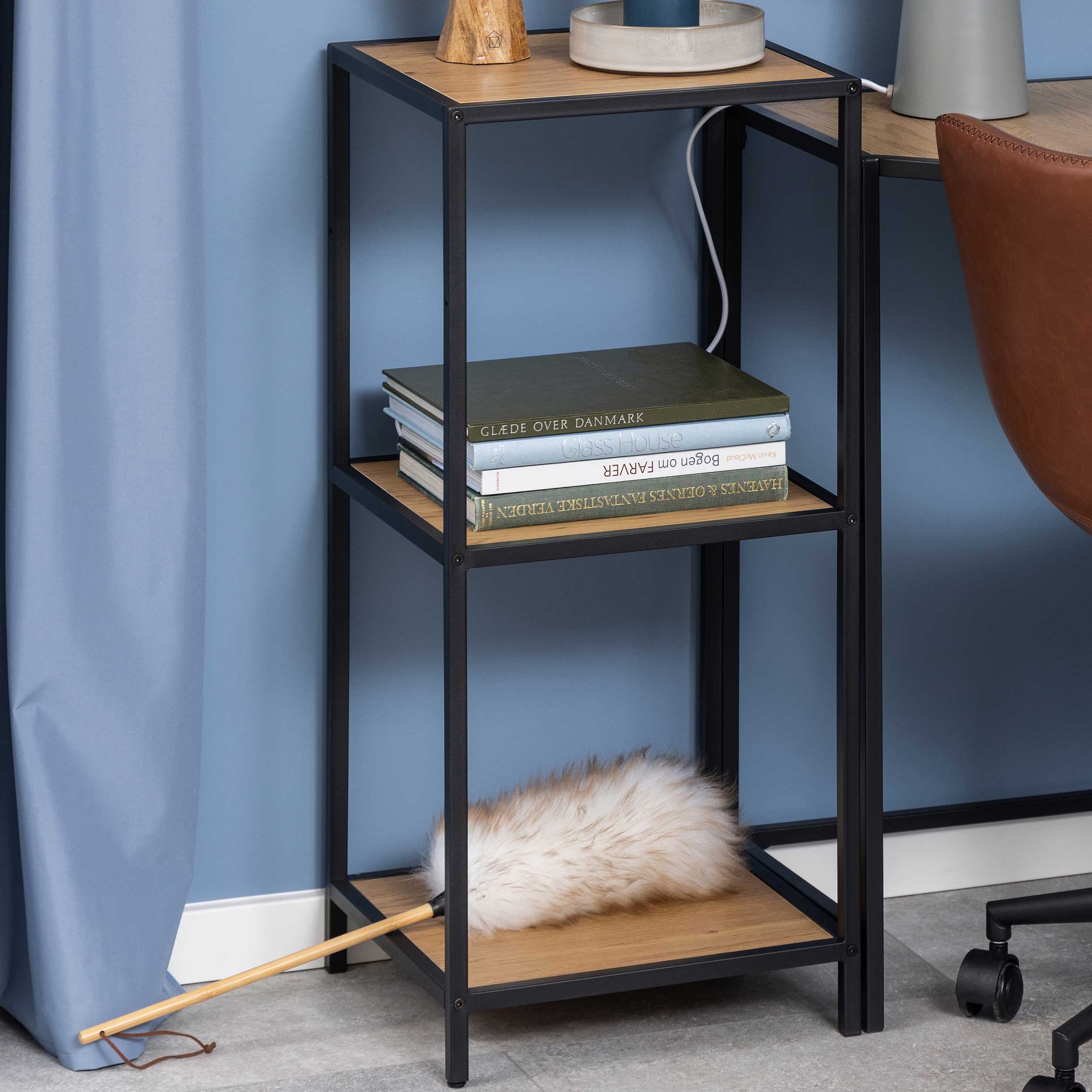Étagère Dover 37cm, 2 étagères - noir/chêne - Image 1