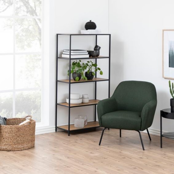 Étagère Dover 77cm, 4 étagères - noir/chêne