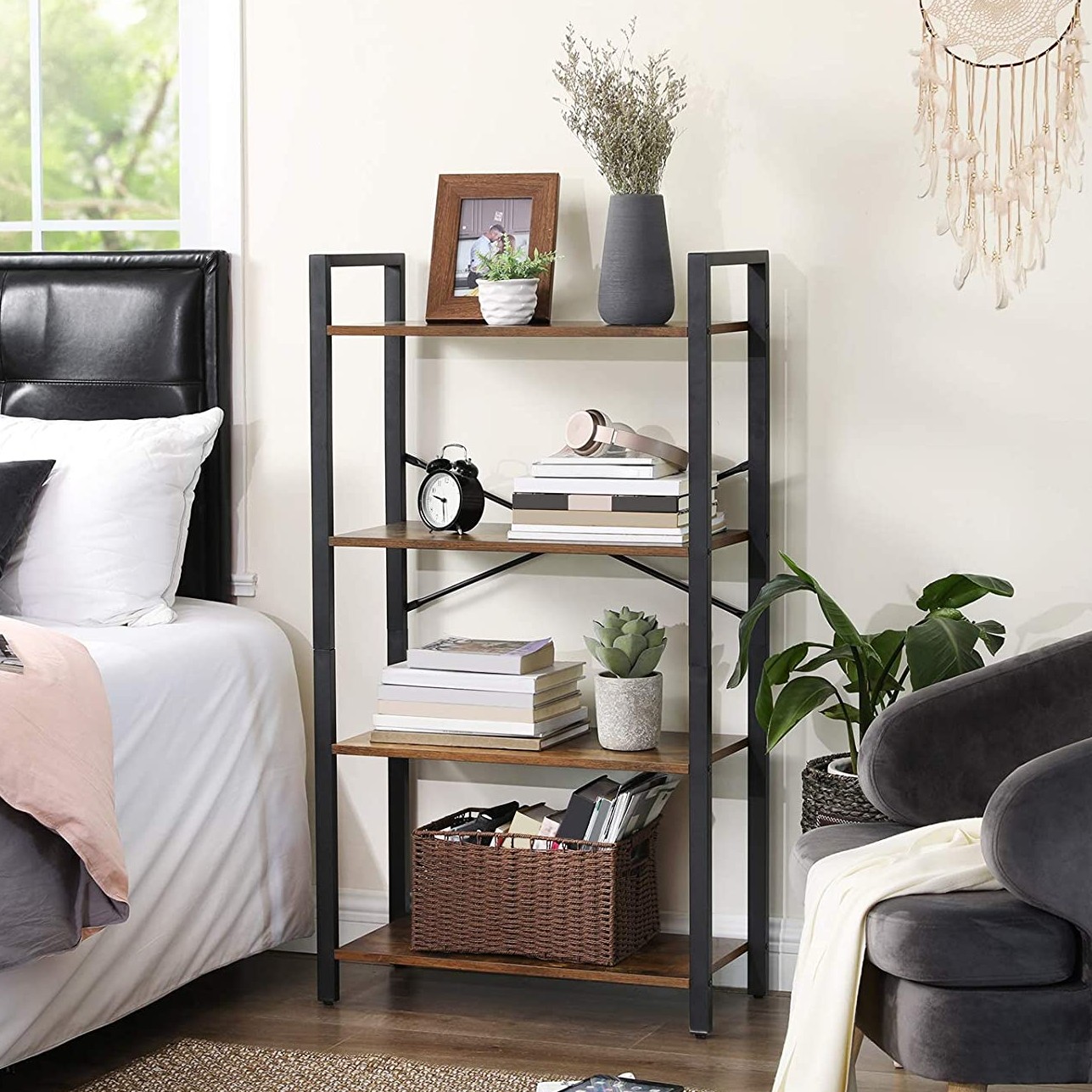 Etagère Julius 4 tablettes - brun/noir - Image 1