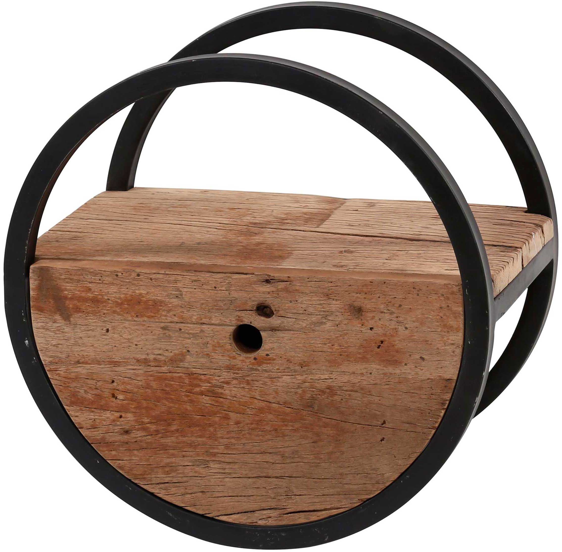 Etagère murale Cyril ronde Ø40 avec tiroir industriel - bois dur - Image 7