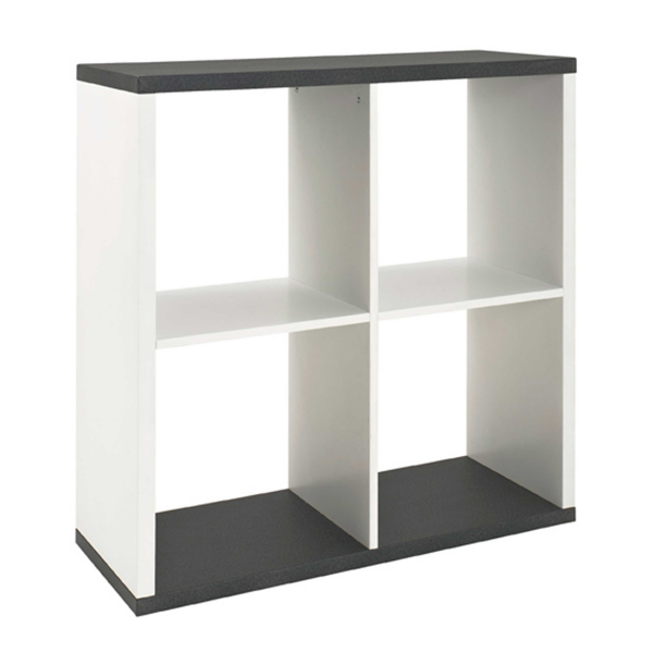 Étagère murale Stefan 80cm, 4 compartiments - blanc/anthracite
