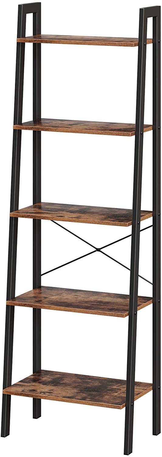 Etagère Sidney 5 tablettes - brun rustique/noir