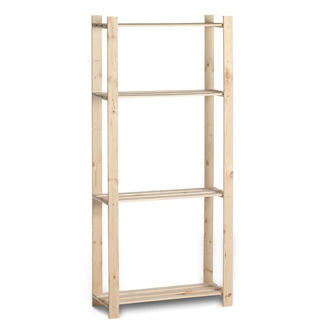 Etagère simple en bois 15kg à 4 tablettes - étroit